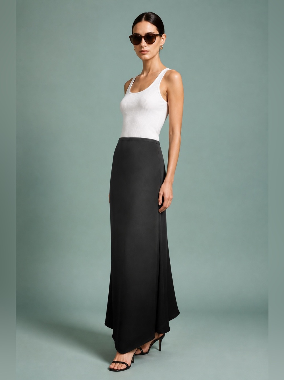 Vintage Alfred Sung Black Chiffon Maxi Skirt Lightweight Classic Flowy Cocktail